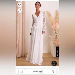 Lulu’s Awaken My Love White Long Sleeve Lace Maxi Dress